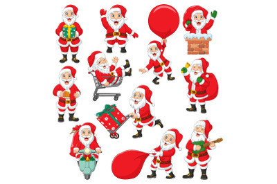 Set of Eleven Santa Claus Cartoon Bundle