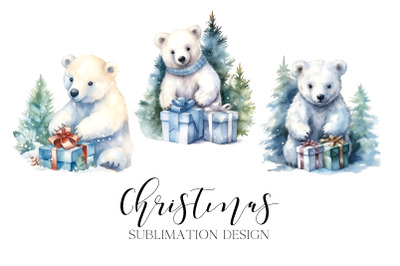 Christmas Bear Sublimation Design PNG
