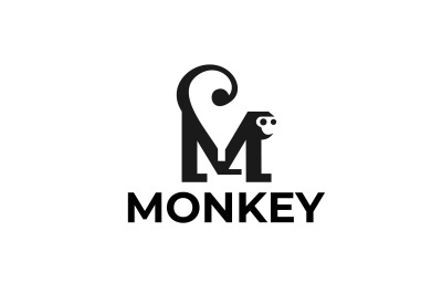 letter m monkey vector template logo design