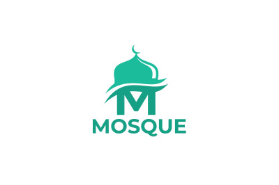 letter m mosque vector template logo design