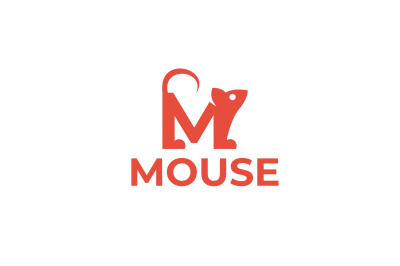 letter m mouse vector template logo design