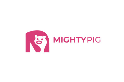 letter m pig vector template logo design