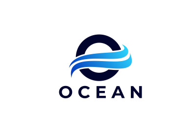 letter o ocean logo vector template logo design