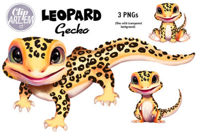 Cute Baby Leopard Gecko 3 PNG files of a cute lizard with leopard patt