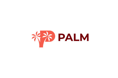 letter p palm tree vector template logo design