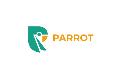 letter p parrot vector template logo design