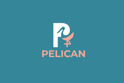 letter p pelican bird vector template logo design