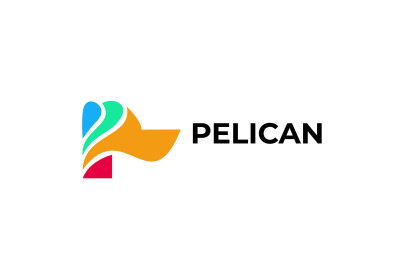 letter p pelican vector template logo design