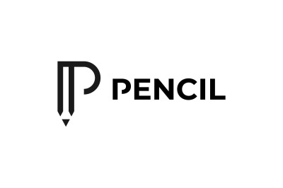 letter p pencil vector template logo design