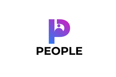 letter p people vector template logo design