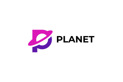 letter p planet vector template logo design