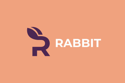 letter r rabbit vector template logo design