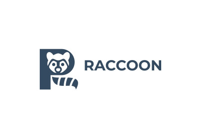 letter r raccoon vector template logo design