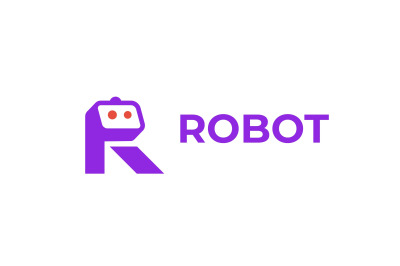 letter r robot vector template logo design