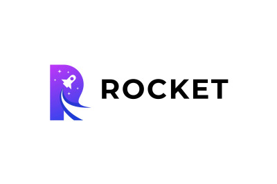 letter r rocket vector template logo design