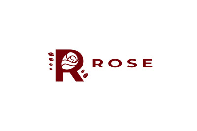 letter r rose vector template logo design