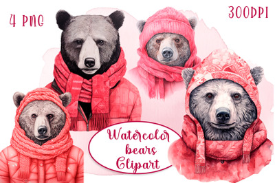 White bears Watercolor Sublimation clipart PNG