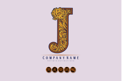 Luxury emblem letter J monogram logo flourish