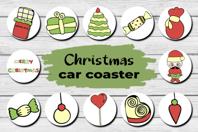 Christmas Car Coaster Sublimation Designs