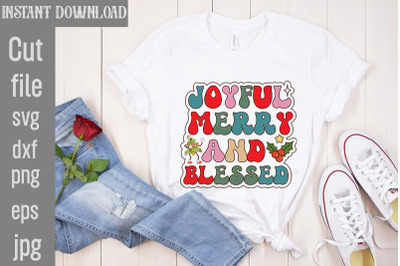 Joyful Merry And Blessed&2C;Retro Christmas Bundle&2C; Christmas Sublimation