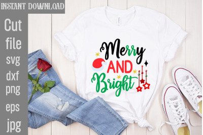 Merry And Bright SVG cut file&2C;Christmas SVG Design&2C; Christmas Tree Bun