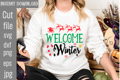 Welcome Winter SVG cut file&2C;Christmas SVG Design&2C; Christmas Tree Bundl