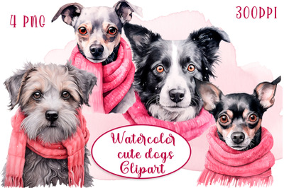 Cute dogs Watercolor Sublimation clipart PNG