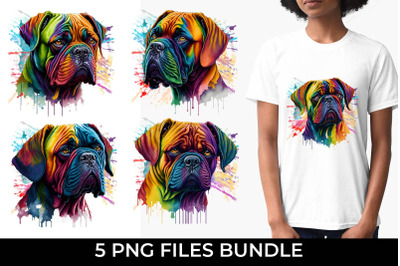 Rainbow Dog De Bordeaux Watercolor Bundle Sublimation Free For Commerc