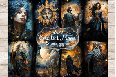 Celestial Moon Junk Journal Paper | Fantasy Digital Art