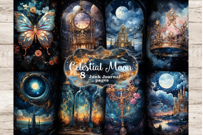 Celestial Moon Junk Journal Pages | Digital Collage Sheet