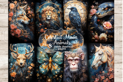 Celestial Moon Junk Journal Kit | Animals Printable Pages