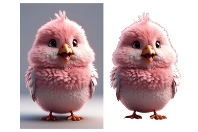 3D_Art_Fluffy_pink_fat_animated_bird