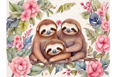 Watercolor_cute_sloths