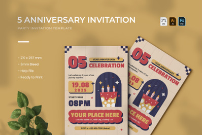 5 Anniversary - Party Invitation