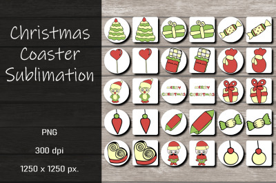 Christmas Coaster Sublimation Design Bundle