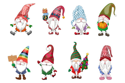 Set of Eight Gnomes Cartoon