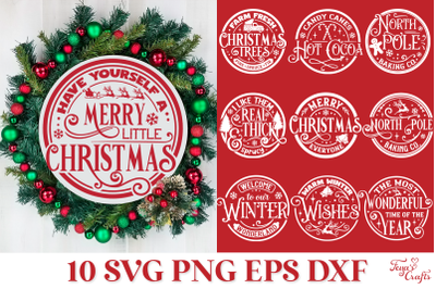 Round Christmas Ornaments SVG
