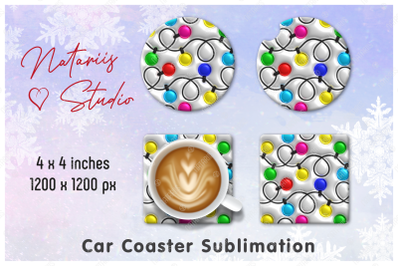 Trendy 3D Inflated Puffy Christmas Pattern - Car Coaster.