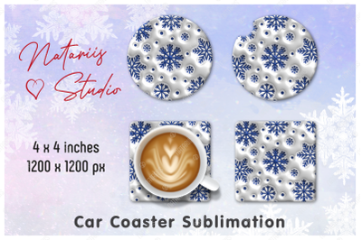 Trendy 3D Inflated Puffy Christmas Pattern - Car Coaster.