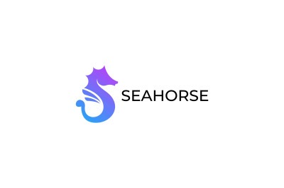 letter s seahorse vector template logo design