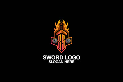 letter s sword vector template logo design