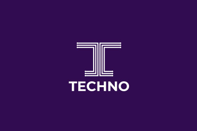 letter t technonlogy vector template logo design