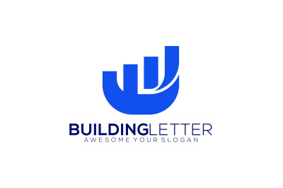 letter u builings vector template logo design