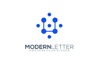 letter u molecules vector template logo design