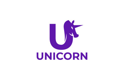 letter u unicorn vector template logo design