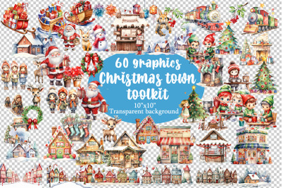 Watercolor Christmas Town Toolkit
