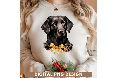 Black Retriever Christmas PNG Instant Download,Christmas Dog