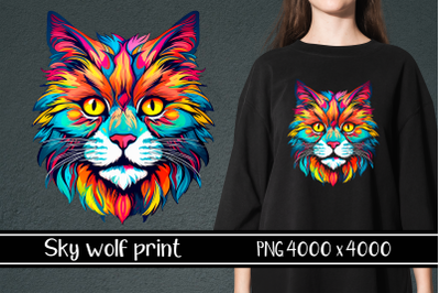 Psychedelic cat print