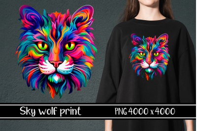 Psychedelic cat print