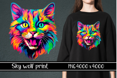 Psychedelic cat print